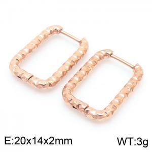 New Trendy Irregular Tapping Point Rectangle Hollow Earrings for Women Stainless Steel Rose Gold Color Jewelry - KE110352-KFC