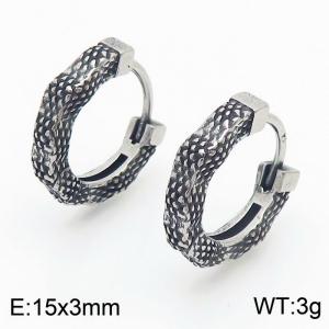 Vintage style round stainless steel neutral earrings - KE110480-TOT