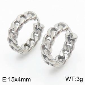 Vintage style circular chain stainless steel neutral earrings - KE110482-TOT