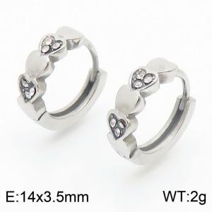 Vintage style diamond studded heart shaped stainless steel neutral earrings - KE110485-TOT