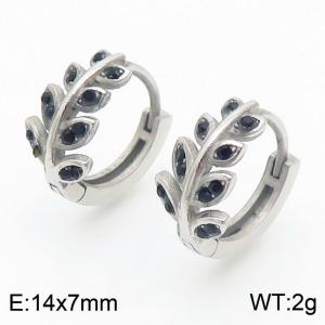 Vintage style diamond leaf stainless steel neutral earrings - KE110486-TOT