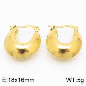 Women Gold-Plated Stainless Steel Plump U Shape Earrings - KE110498-KFC