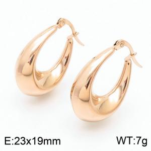 Women Rose-Gold Stainless Steel Long Crescent Shape Earrings - KE110502-KFC