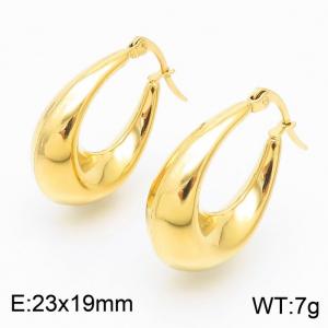 Women Gold-Plated Stainless Steel Long Crescent Shape Earrings - KE110503-KFC