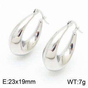Women Stainless Steel Long Crescent Shape Earrings - KE110504-KFC