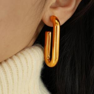 Women Gold-Plated  Stainless Steel Long Hook Shape Earrings - KE110518-KFC