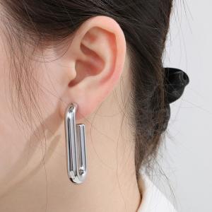 Women  Stainless Steel Long Hook Shape Earrings - KE110519-KFC