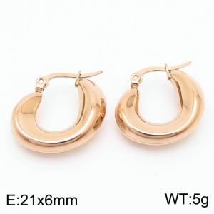 Women Rose-Gold Stainless Steel Round Shape Earrings - KE110523-KFC
