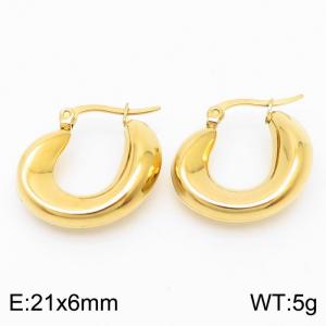 Women Gold-Plated Stainless Steel Round Shape Earrings - KE110524-KFC