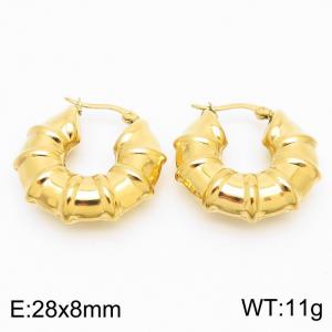 Women Gold-Plated Stainless Steel Pipe Circle Earrings - KE110533-KFC