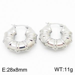 Women Stainless Steel Pipe Circle Earrings - KE110534-KFC