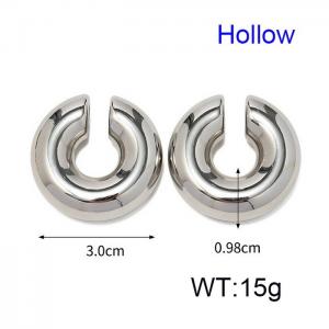 French round hollow stainless steel women's earrings - KE110553-WGJD