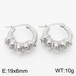 Fashionable stainless steel geometric lines surround jewelry charm silver earrings - KE110554-KFC