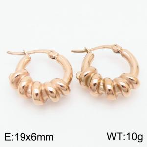 Fashionable stainless steel geometric lines surround jewelry charm rose gold earrings - KE110556-KFC