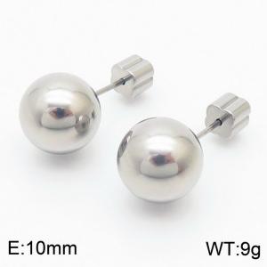 10mm spherical stainless steel simple and fashionable charm women's silver earrings - KE110781-Z