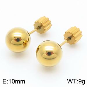 10mm spherical stainless steel simple and fashionable charm women's gold earrings - KE110782-Z