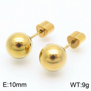 10mm spherical stainless steel simple and fashionable charm women's gold earrings - KE110786-Z