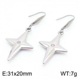 European and American fashion stainless steel four corner diamond studded women's charming silver earrings - KE110789-ZC