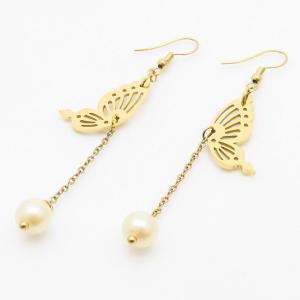 Personalized creative symmetrical butterfly golden pearl ear hook - KE110795-MS