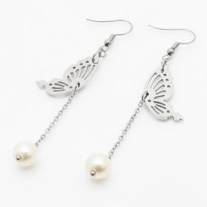 Personalized creative symmetrical butterfly steel pearl ear hook - KE110796-MS
