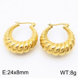 European wind vacuum plating gold twisted crescent stainless steel earrings - KE110825-KFC