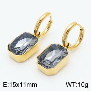 15x11mm Greener Rectangular Zircon Charm Earrings For Women Stainless Steel Earrings Gold Color - KE110879-HM