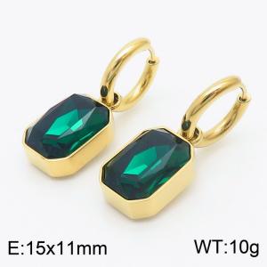 15x11mm Grey Rectangular Zircon Charm Earrings For Women Stainless Steel Earrings Gold Color - KE110880-HM