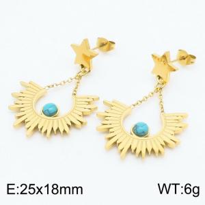 25x18mm Geometrical Charm Earrings For Women Stainless Steel Earrings Gold Color - KE110899-HM