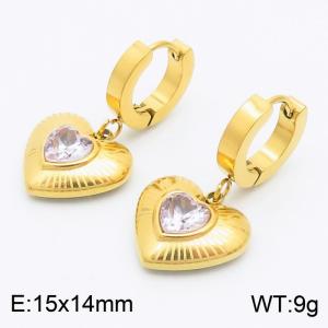 15x14mm Transparently Heart Charm Earrings For Women Stainless Steel Earrings Gold Color - KE110901-HM