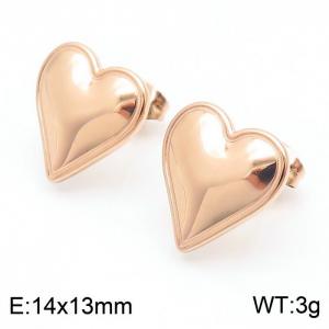 14mm Women's Fashion Earrings Stainless Steel Charm Rose Gold Color Earrings Jewelry - KE111052-KFC