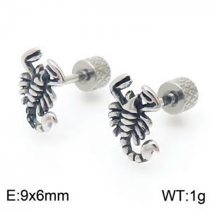 Cool and trendy punk style three-dimensional scorpion stainless steel earrings for men and women - KE111065-OT