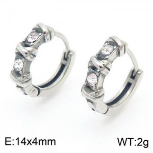 Vintage style personalized geometric diamond inlaid stainless steel earrings for men and women - KE111067-OT
