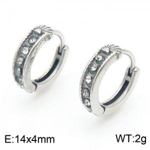 Vintage style personalized geometric diamond inlaid stainless steel earrings for men and women - KE111071-OT