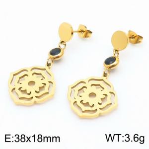 Versatile Hollow out Rose Women's Vintage Titanium Steel Earrings - KE111080-MW