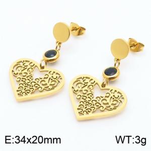 Versatile Hollow Heart Women's Vintage Titanium Steel Earrings - KE111081-MW