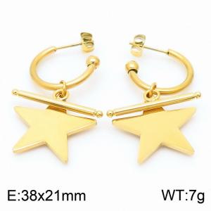 Stainless Steel Earrings Classic Stars Pendants Simple Fashion Gold Earrings For Women Fine Jewelry - KE111085-BI