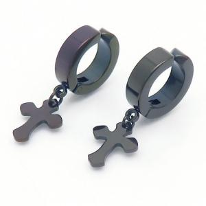 Personalization Stainless steel Cross Earrings Black - KE111151-TLS