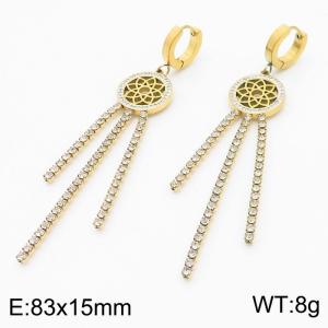 Stainless Steel Stone&Crystal Earring - KE111166-HM