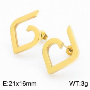 Love type gold stainless steel earrings - KE111173-KFC