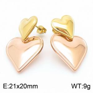 Korean style size love rose gold stainless steel earrings - KE111207-KFC