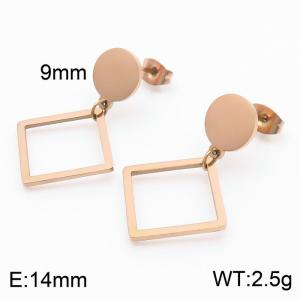 European and American fashion stainless steel creative hollow square pendant temperament rose gold earrings - KE111227-ZC