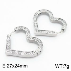 Stainless steel heart studded steel stud earrings for women's wedding - KE111291-KFC