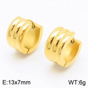 INS Wind geometry new titanium steel earrings Gold stainless steel three-layer circle earrings - KE111295-K