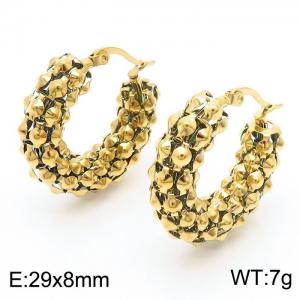 Metal ball wrapped ear loop, gold stainless steel ear buckle - KE111349-KFC