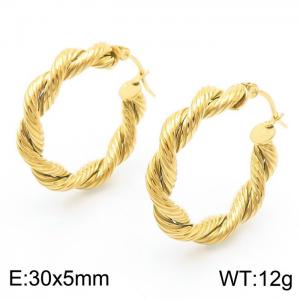 Twisted Fried Dough Twists shaped gold stainless steel earrings earrings - KE111350-KFC