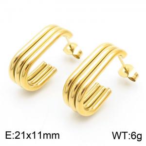 C-shaped hook type gold stainless steel earrings - KE111355-KFC