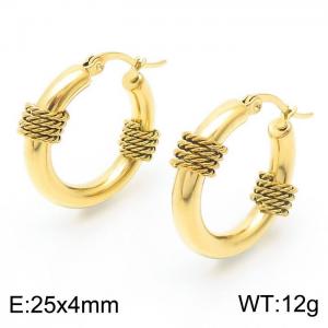 C-shaped earrings Gold stainless steel earrings - KE111359-KFC