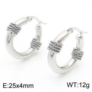 Temperament ins Fried Dough Twists wound titanium steel earrings - KE111378-KFC