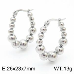 Popular Steel Ball Titanium Steel Earrings - KE111395-KFC
