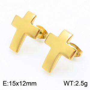 Minimalist design of stainless steel cross earrings for men and women - KE111407-KFC